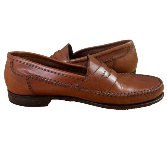 Bass Shoe Mens 9 M Tan Brown Reiss British Leather Moc Toe Penny Loafer Slip On main image 13